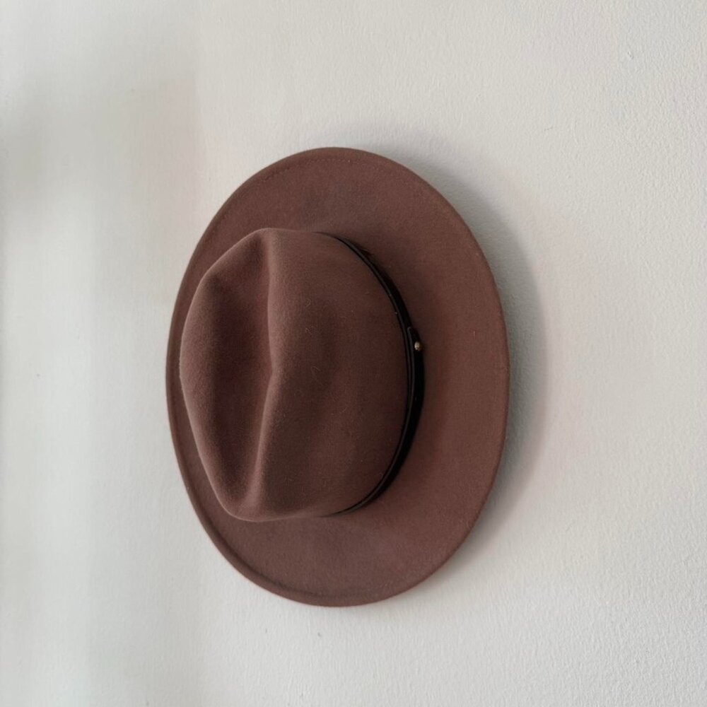 Free people brown wool wide brim felt fedora hat